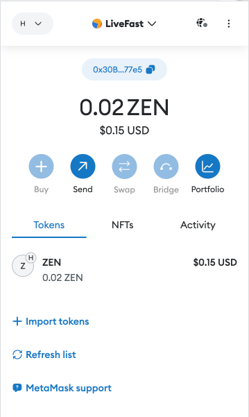 MetaMask with ZEN